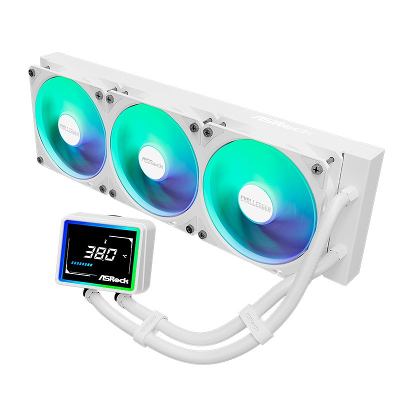 Refrigeracion líquida 360mm para CPU ASRock Challenger White 360 Digital 1-compudisa Refrigeracion líquida 360mm para CPU ASRock Challenger White 360 Digital