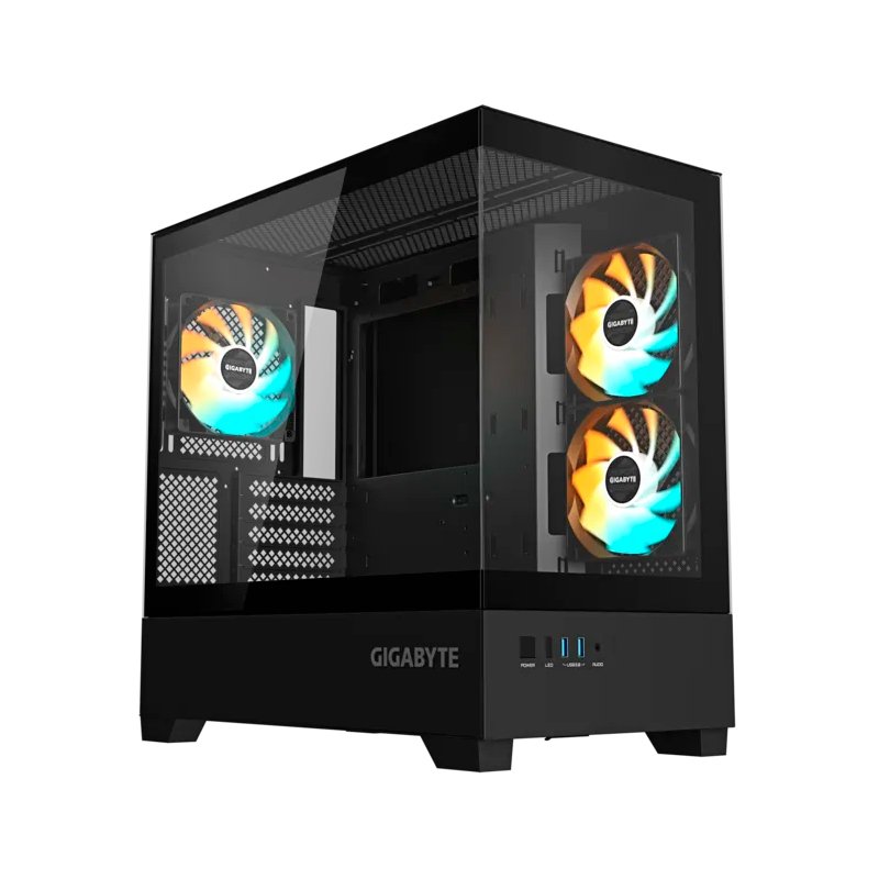 Case GIGABYTE GB-C201P PANORAMIC, Mid Tower, Compatible con mini-ITX/m-ATX, Color negro 1-compudisa Case GIGABYTE GB-C201P PANORAMIC, Mid Tower, Compatible con mini-ITX/m-ATX, Color negro