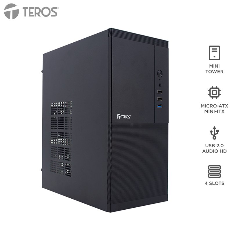 Case TEROS TE-1033S, Mini Tower ATX, 250 W, USB 3.0 / 2.0, audio HD, negro 1-compudisa Case TEROS TE-1033S, Mini Tower ATX, 250 W, USB 3.0 / 2.0, audio HD, negro