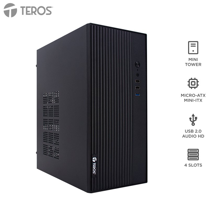 Case TEROS TE-1035S, Mini Tower ATX, 250 W, USB 3.0 / 2.0, audio HD, negro 1-compudisa Case TEROS TE-1035S, Mini Tower ATX, 250 W, USB 3.0 / 2.0, audio HD, negro
