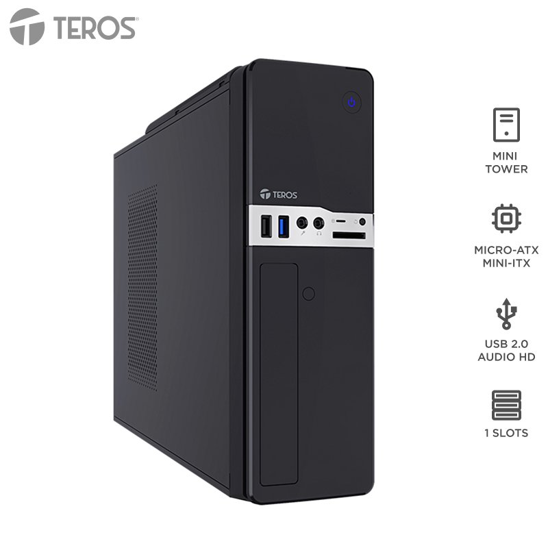 Case Teros TE-1032S, Slim, 250 W, USB 3.2 / USB 2.0, Audio HD, DVD, Negro 1-compudisa Case Teros TE-1032S, Slim, 250 W, USB 3.2 / USB 2.0, Audio HD, DVD, Negro