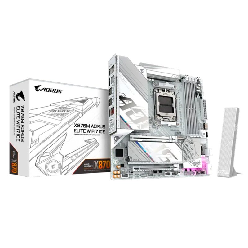 Motherboard GIGABYTE X870M AORUS ELITE WIFI7 ICE, Chipset AMD X870, Socket AMD AM5, M-ATX 1-compudisa Motherboard GIGABYTE X870M AORUS ELITE WIFI7 ICE, Chipset AMD X870, Socket AMD AM5, M-ATX