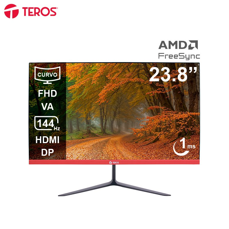 Monitor curvo Teros TE-2403S, 23.8” FHD VA, 144HZ, 1MS, HDMI, DP, Audio out, Parlantes 1-compudisa Monitor curvo Teros TE-2403S, 23.8” FHD VA, 144HZ, 1MS, HDMI, DP, Audio out, Parlantes
