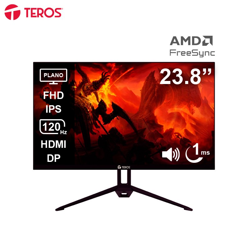 Monitor plano TEROS TE-2415S, 23.8” FHD IPS, 120Hz, 1ms, HDMI, DP, Parlantes 1-compudisa Monitor plano TEROS TE-2415S, 23.8” FHD IPS, 120Hz, 1ms, HDMI, DP, Parlantes