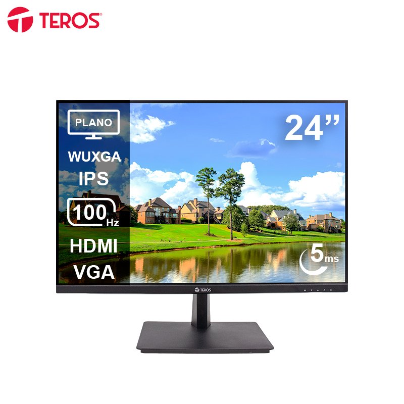 Monitor Plano TEROS TE-2420CS, 24” WUXGA IPS, 100Hz, 5ms, HDMI, VGA, Negro 1-compudisa Monitor Plano TEROS TE-2420CS, 24” WUXGA IPS, 100Hz, 5ms, HDMI, VGA, Negro