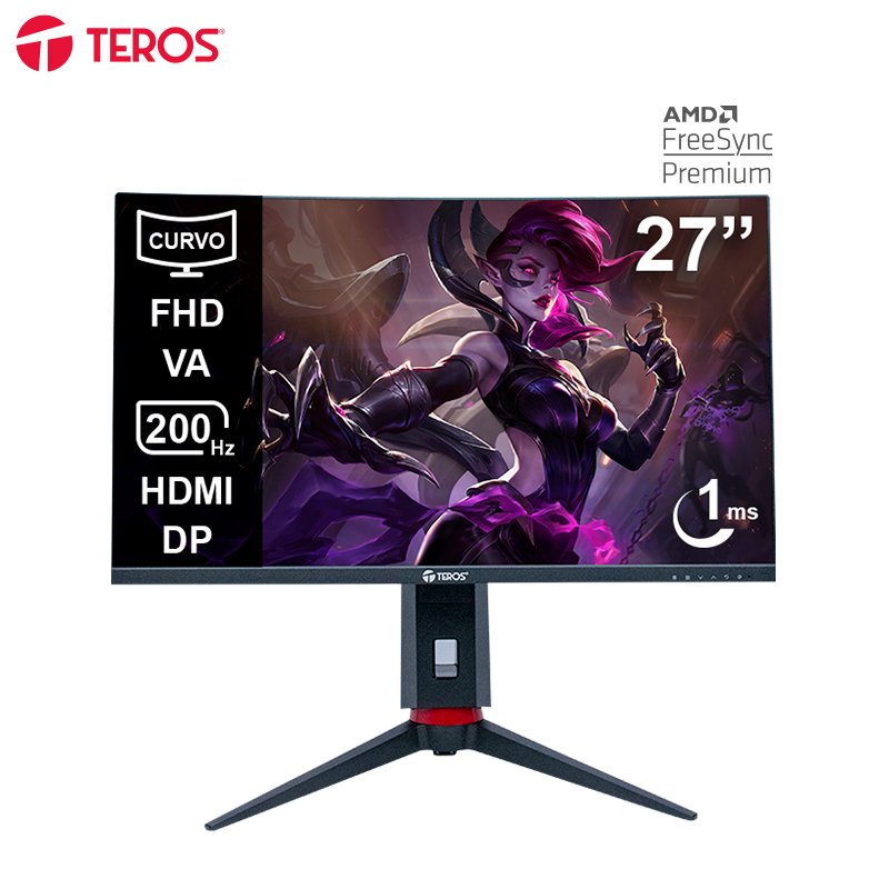 Monitor Curvo Gaming Teros TE-2788G, 27” FHD VA, 200 HZ, 1 MS,HDMI, DP, Audio Out 1-compudisa Monitor Curvo Gaming Teros TE-2788G, 27” FHD VA, 200 HZ, 1 MS,HDMI, DP, Audio Out