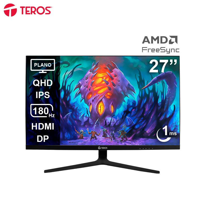 Monitor Plano Gaming TEROS TE-2769G, 27” QHD IPS, 180 Hz, 1ms, HDMI, DP, Audio 1-compudisa Monitor Plano Gaming TEROS TE-2769G, 27” QHD IPS, 180 Hz, 1ms, HDMI, DP, Audio