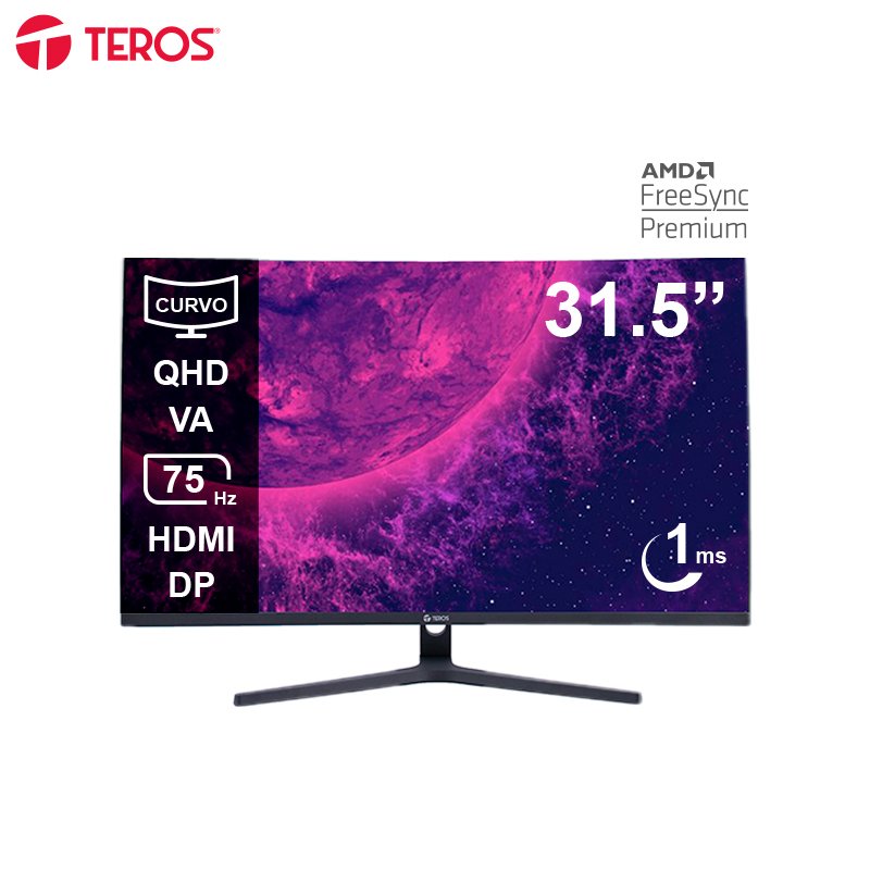 Monitor curvo TEROS TE-3253S , 31.5” QHD VA, 75Hz, 1ms, HDMI, DP, Audio Out 1-compudisa Monitor curvo TEROS TE-3253S , 31.5” QHD VA, 75Hz, 1ms, HDMI, DP, Audio Out