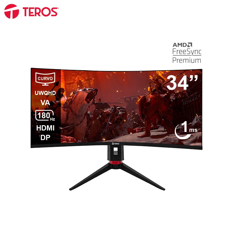 Monitor Curvo Gaming TEROS TE-3412G ,34” UWQHD VA, 180Hz, 1ms, HDMI, DP, Audio Out 1-compudisa Monitor Curvo Gaming TEROS TE-3412G ,34” UWQHD VA, 180Hz, 1ms, HDMI, DP, Audio Out