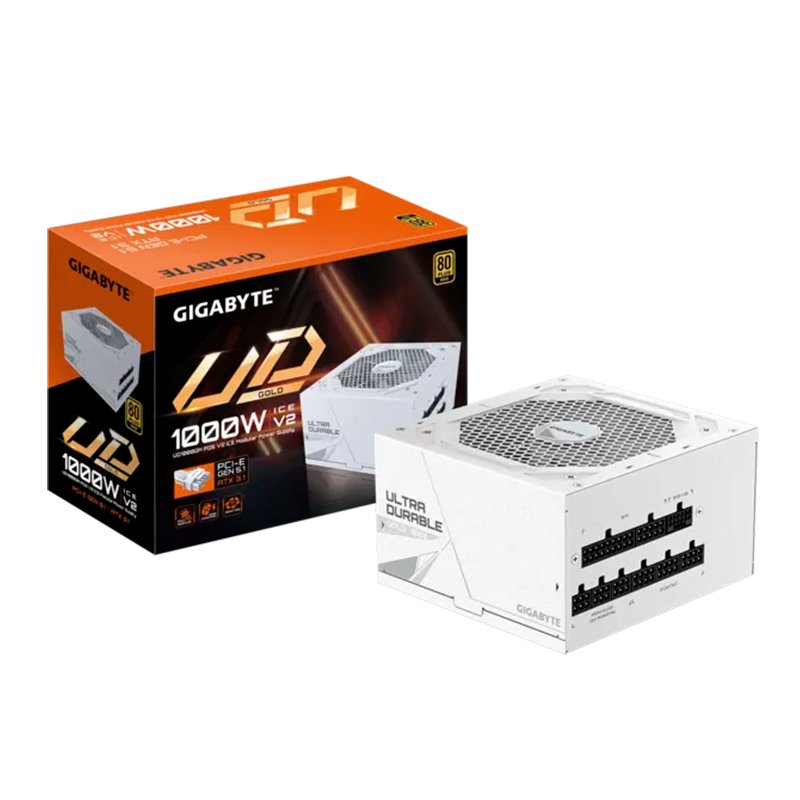 Fuente de alimentación GIGABYTE UD1000GM PG5 V2 ICE 1000W, 80 PLUS Gold, Formato ATX. 1-compudisa Fuente de alimentación GIGABYTE UD1000GM PG5 V2 ICE 1000W, 80 PLUS Gold, Formato ATX.