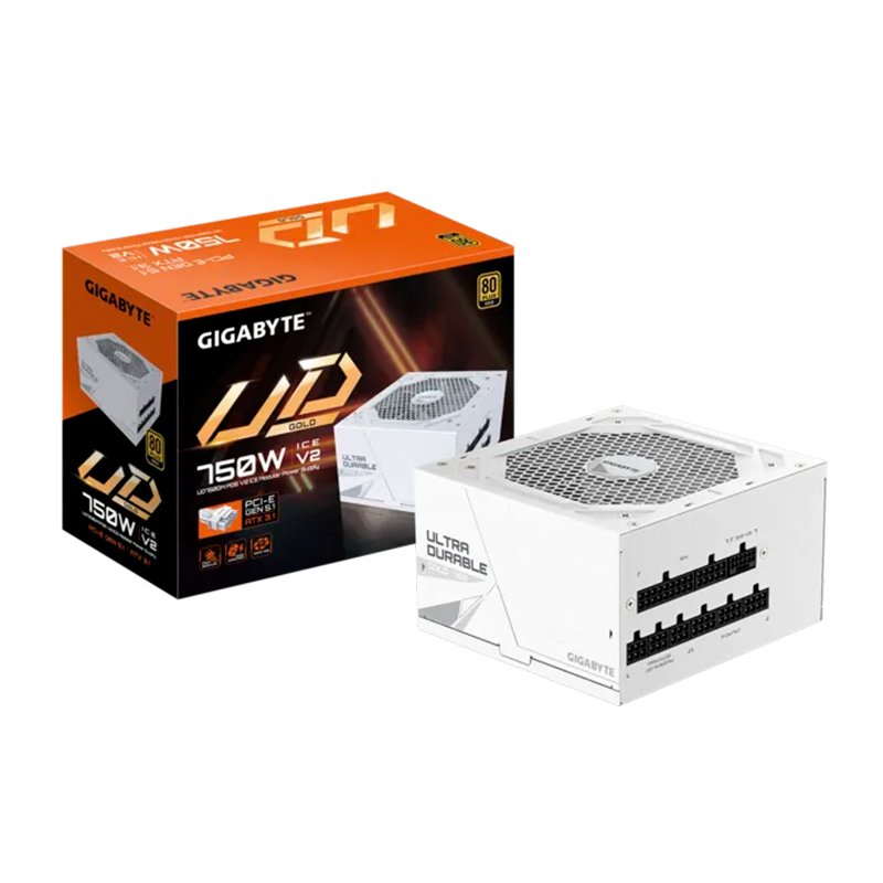 Fuente de alimentación GIGABYTE UD750GM PG5 V2 ICE 750W, 80 PLUS Gold, Formato ATX. 1-compudisa Fuente de alimentación GIGABYTE UD750GM PG5 V2 ICE 750W, 80 PLUS Gold, Formato ATX.