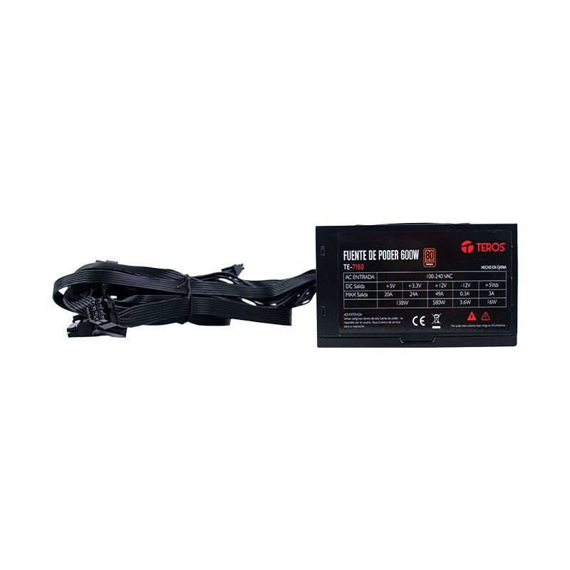 Fuente de alimentación TEROS TE-7160, ATX, 600W, 80 Plus Bronze, 100V-240VAC, CERTIFICADA 2-compudisa Fuente de alimentación TEROS TE-7160, ATX, 600W, 80 Plus Bronze, 100V-240VAC, CERTIFICADA - Imagen 2