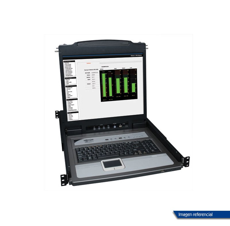 Consola KVM TrippLite para instalación en rack de 1U de 8 puertos con LCD de 19”. 1-compudisa Consola KVM TrippLite para instalación en rack de 1U de 8 puertos con LCD de 19”.