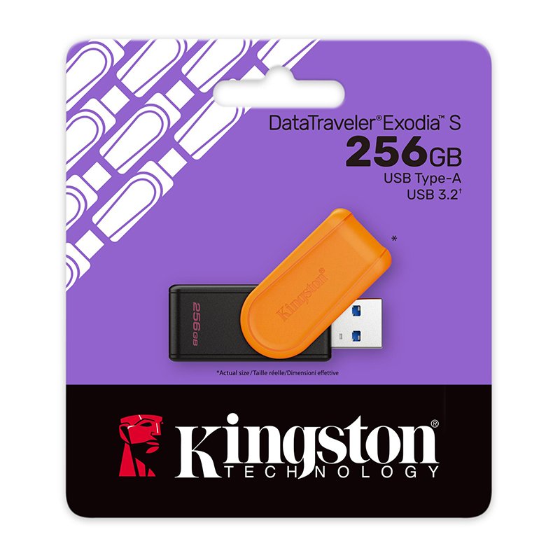Memoria Flash USB Kingston DataTraveler Exodia S, 256GB, interfaz: USB 3.2 Gen 1, Naranja 3-compudisa Memoria Flash USB Kingston DataTraveler Exodia S, 256GB, interfaz: USB 3.2 Gen 1, Naranja - Imagen 3