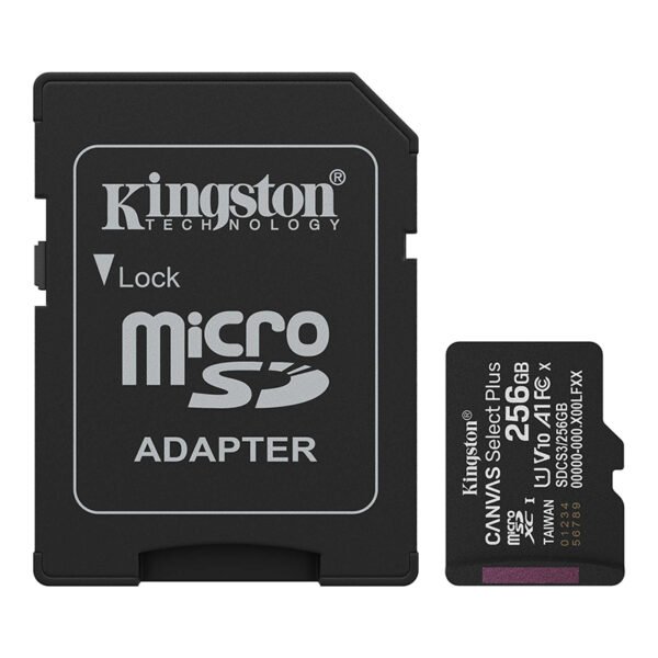 Tarjeta de Memoria Kingston 256GB MicroSD Canvas Select Plus -150MB/seg – UHS-I Clase 10