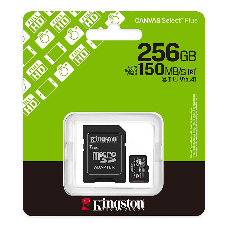 Tarjeta de Memoria Kingston 256GB MicroSD Canvas Select Plus -150MB/seg - UHS-I Clase 10 2-compudisa Tarjeta de Memoria Kingston 256GB MicroSD Canvas Select Plus -150MB/seg - UHS-I Clase 10 - Imagen 2
