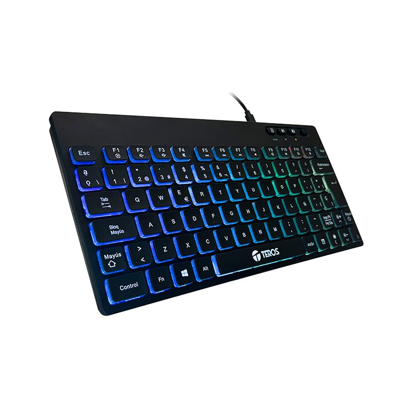 Teclado inalambrico TEROS TE-4066G, multimedia, con iluminación RGB backlit 1-compudisa Teclado inalambrico TEROS TE-4066G, multimedia, con iluminación RGB backlit