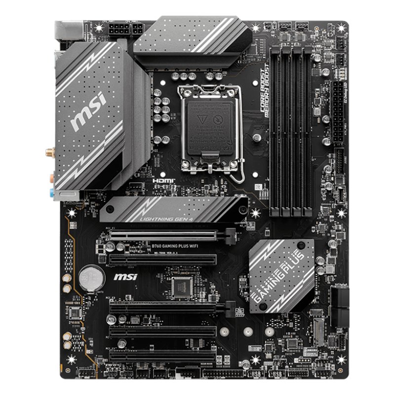 Motherboard MSI B760 GAMING PLUS WIFI, Chipset Intel B760, LGA1700, HDMI, DP, ATX 1-compudisa Motherboard MSI B760 GAMING PLUS WIFI, Chipset Intel B760, LGA1700, HDMI, DP, ATX