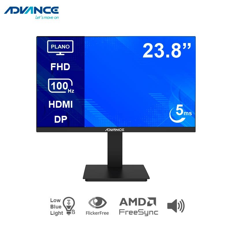 Monitor Plano Advance ADV-2450S, 23.8” FHD IPS, 100Hz, 5ms, HDMI, DP, Audio Out, Parlantes 1-compudisa Monitor Plano Advance ADV-2450S, 23.8” FHD IPS, 100Hz, 5ms, HDMI, DP, Audio Out, Parlantes