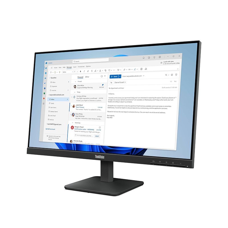 Monitor Plano Lenovo ThinkVision S24-4e, 23.8” WLED FHD IPS/HDMI/VGA 3-compudisa Monitor Plano Lenovo ThinkVision S24-4e, 23.8” WLED FHD IPS/HDMI/VGA - Imagen 3