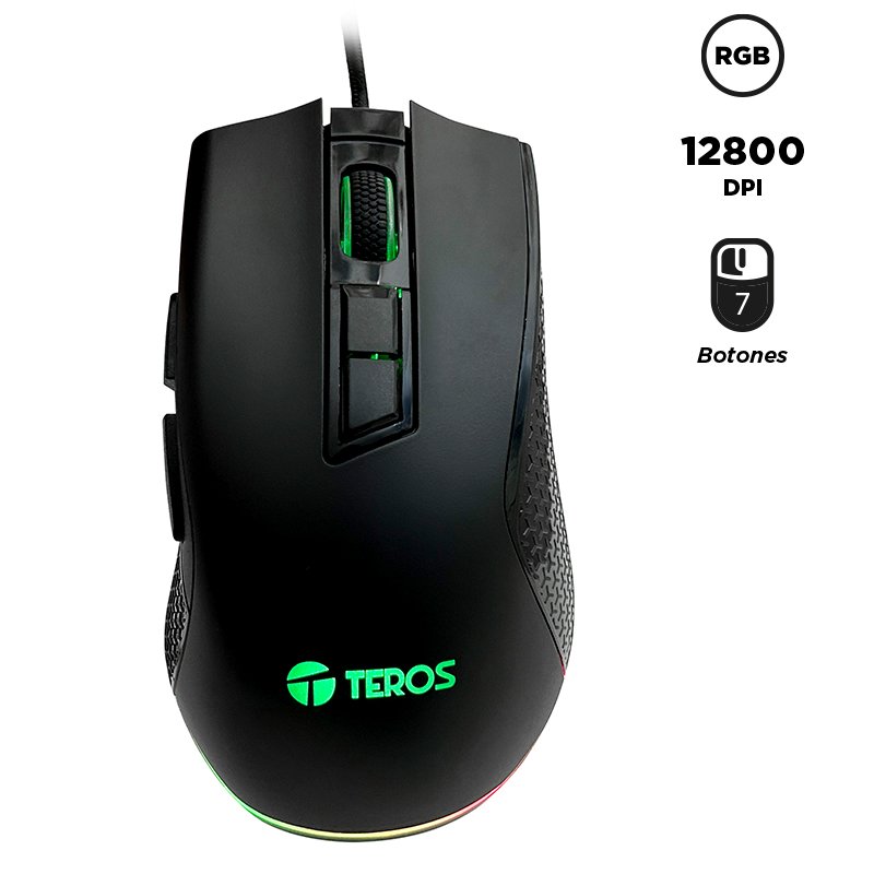 Mouse gamer TEROS TE-1211G, 7 botones, RGB, negro 1-compudisa Mouse gamer TEROS TE-1211G, 7 botones, RGB, negro