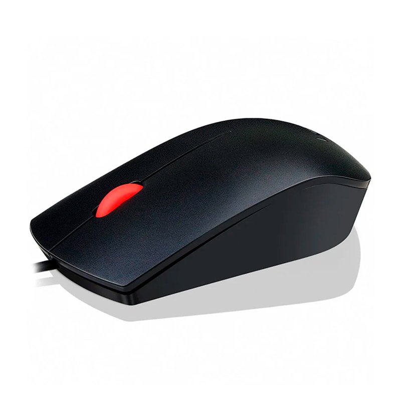 Mouse Lenovo Essential, Sensor Optico (1600dpi), USB, Ergonomico, Ambidiestro, Color Negro