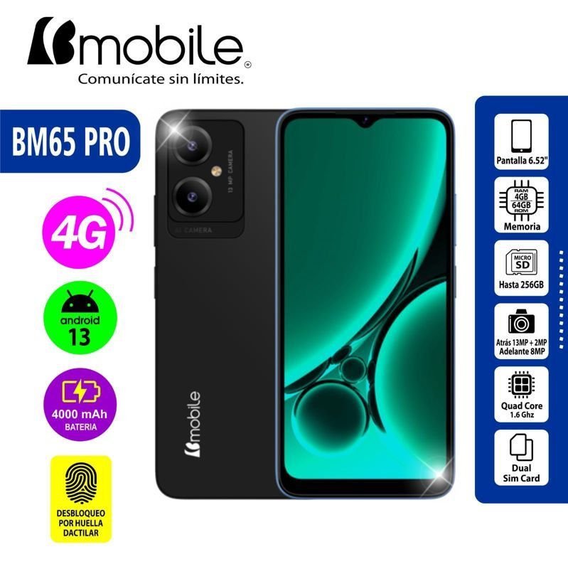 CELULAR BMOBILE BM65 PRO 4+64 4G LTE NEGRO DS