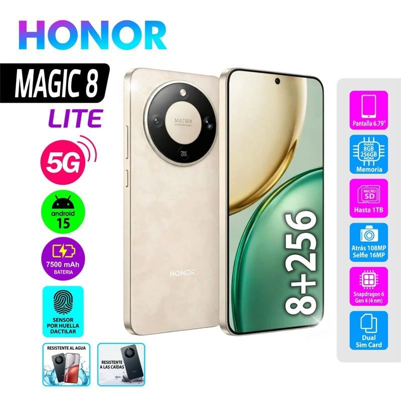 CELULAR HONOR MAGIC 8 LITE 8+256GB 5G SUNRISE GOLD DS