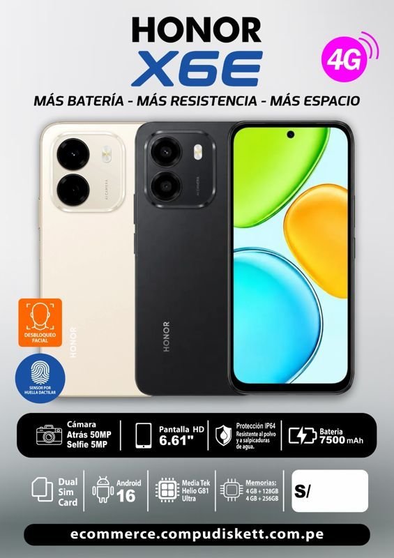 CELULAR HONOR X6E 4+256GB LBU-LX3 SUNRISE GOLD